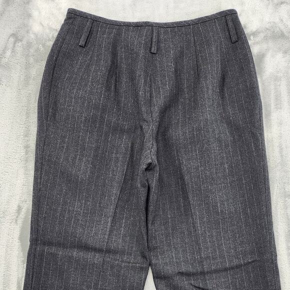 Vintage Harve Benard Pants Womens 8P PETITE Gray Striped Wool High Rise Pleated - Picture 4 of 11